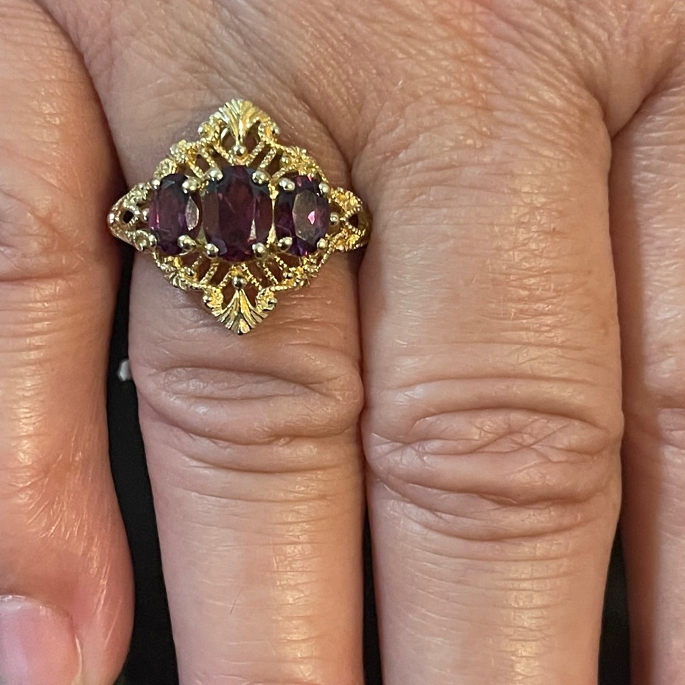 10K Gold Victorian Revival Ornate Amethyst Ring